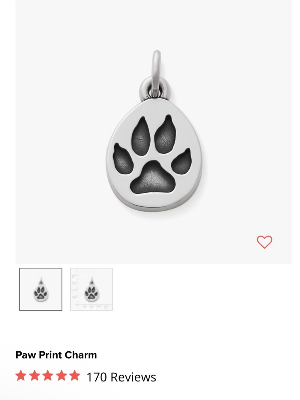 James Avery Silver Paw Print Charm Pendant